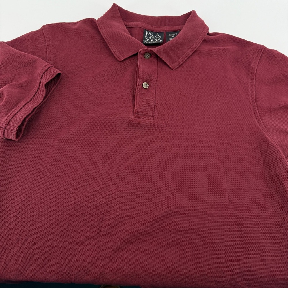 Jos. A. Bank Travelers Collection Pique Polo Shirt Mens Medium Burgundy Cotton